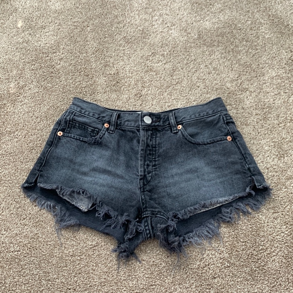 Free People Black Low Rise Jean Shorts
